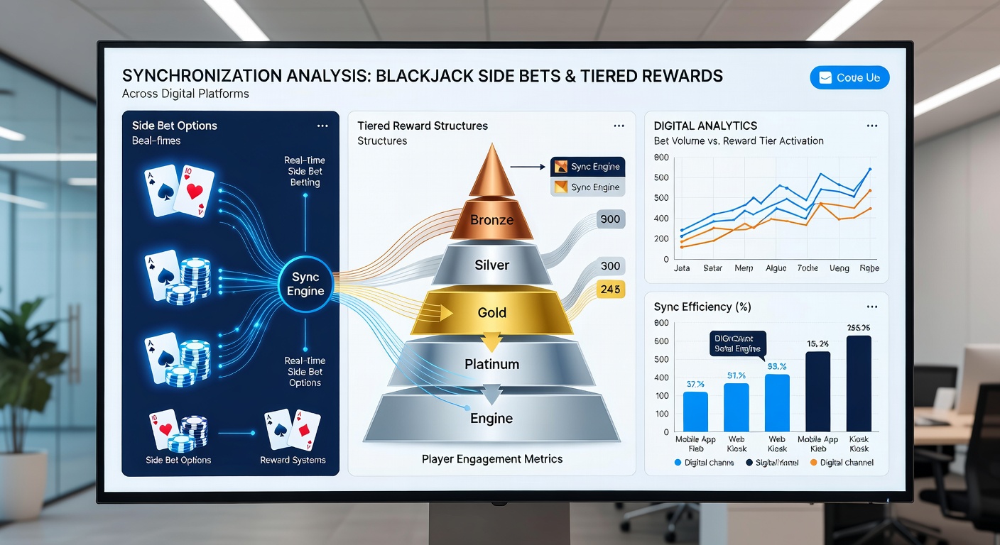 Analytics dashboard displaying synchronized side bet performance metrics and reward tier progression across several digital casino platforms
