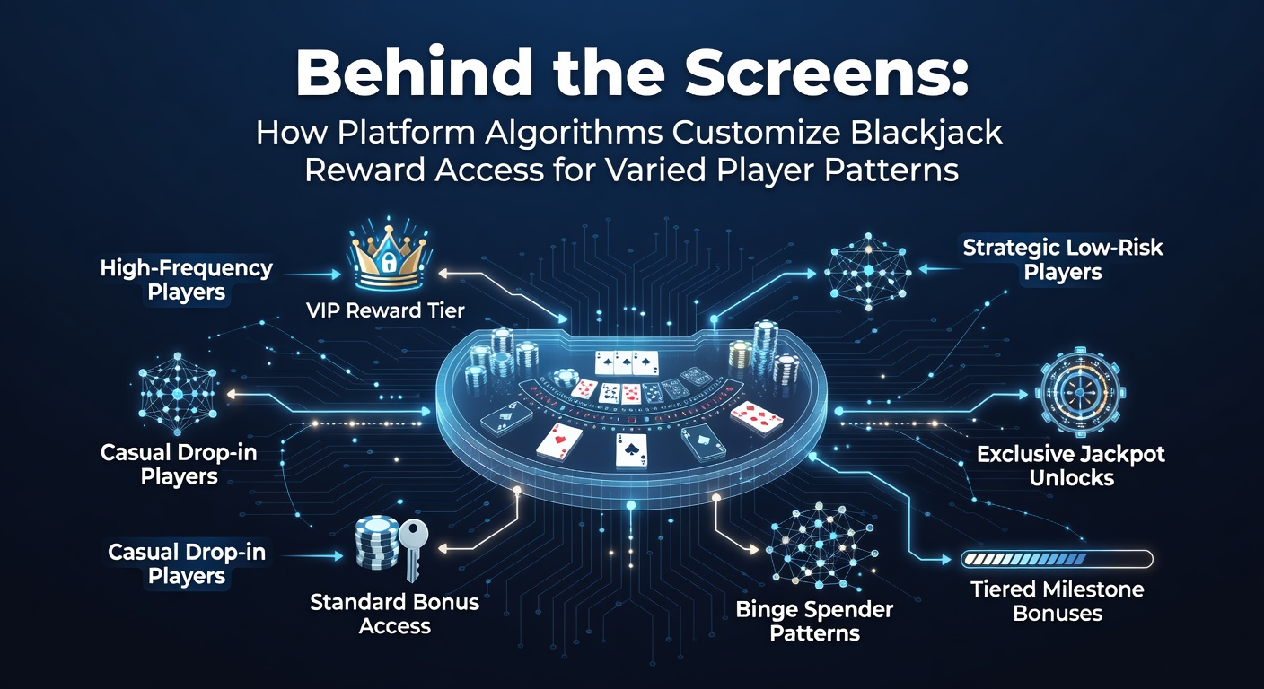 Algorithm interface displaying player pattern data and reward tiers on a blackjack gaming platform