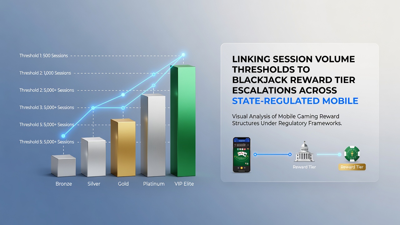 Analytics dashboard displaying session volume thresholds mapped to reward tier levels for blackjack players