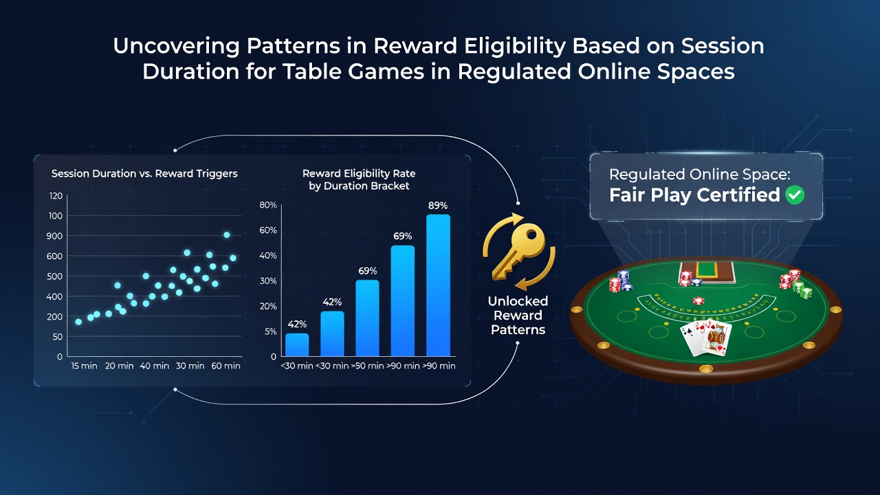 Data visualization showing session duration patterns and reward eligibility thresholds for online table games